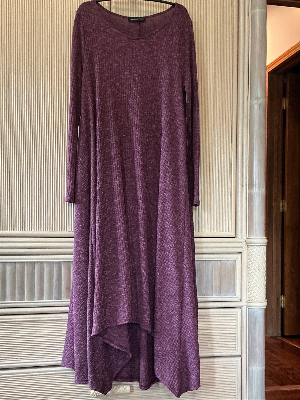 Long Sleeve Plum Knit Swing Dress - Unknown Brand